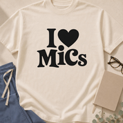 Alternate Ivory colorway of the "I Heart MICs" garment-dyed microbiology t-shirt