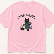 Alternate view of the illustrated Purr-amedic Cat EMT garment-dyed t-shirt.
