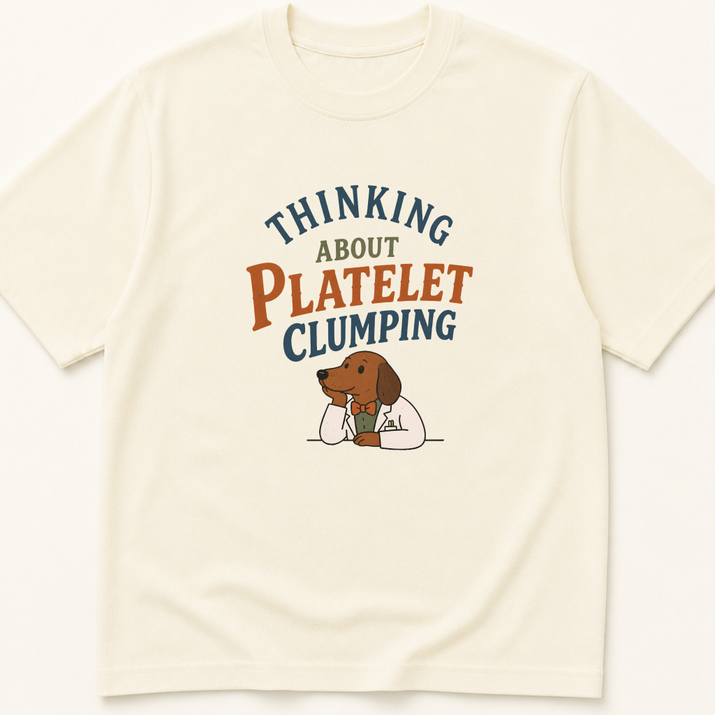 Alternate view of the 'Thinking About Platelet Clumping' garment-dyed t-shirt.
