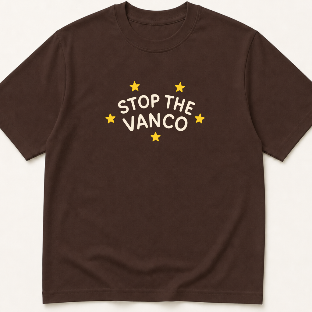 Alternate view of the 'Stop the Vanco' garment-dyed t-shirt.