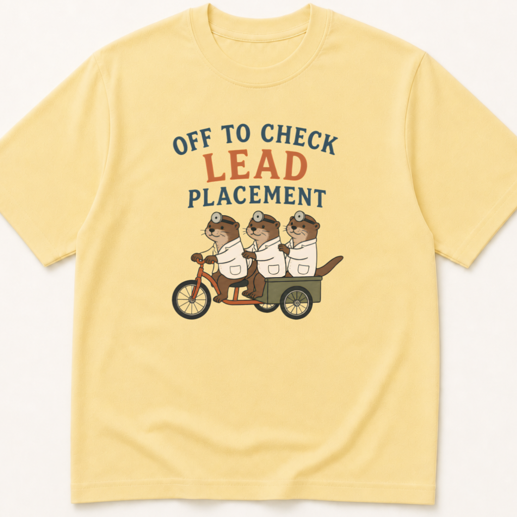 Alternate view of the 'Off to Check Lead Placement' garment-dyed t-shirt.