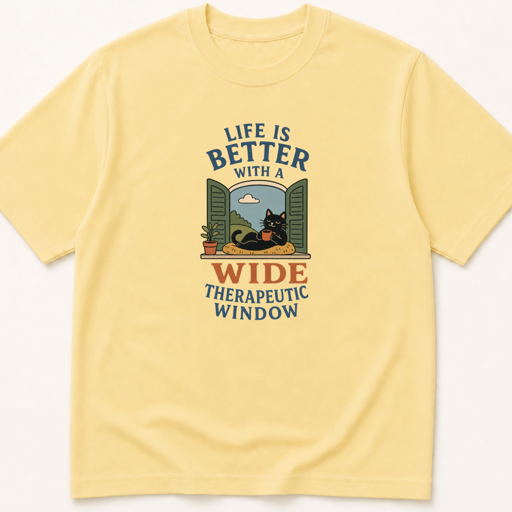 Alternate view of the illustrated Life is Better With a Wide Therapeutic Window garment-dyed t-shirt.