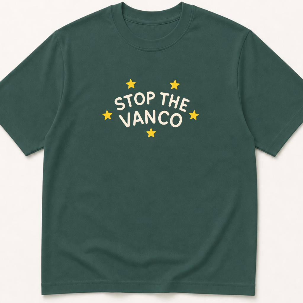 Alternate view of the 'Stop the Vanco' garment-dyed t-shirt.