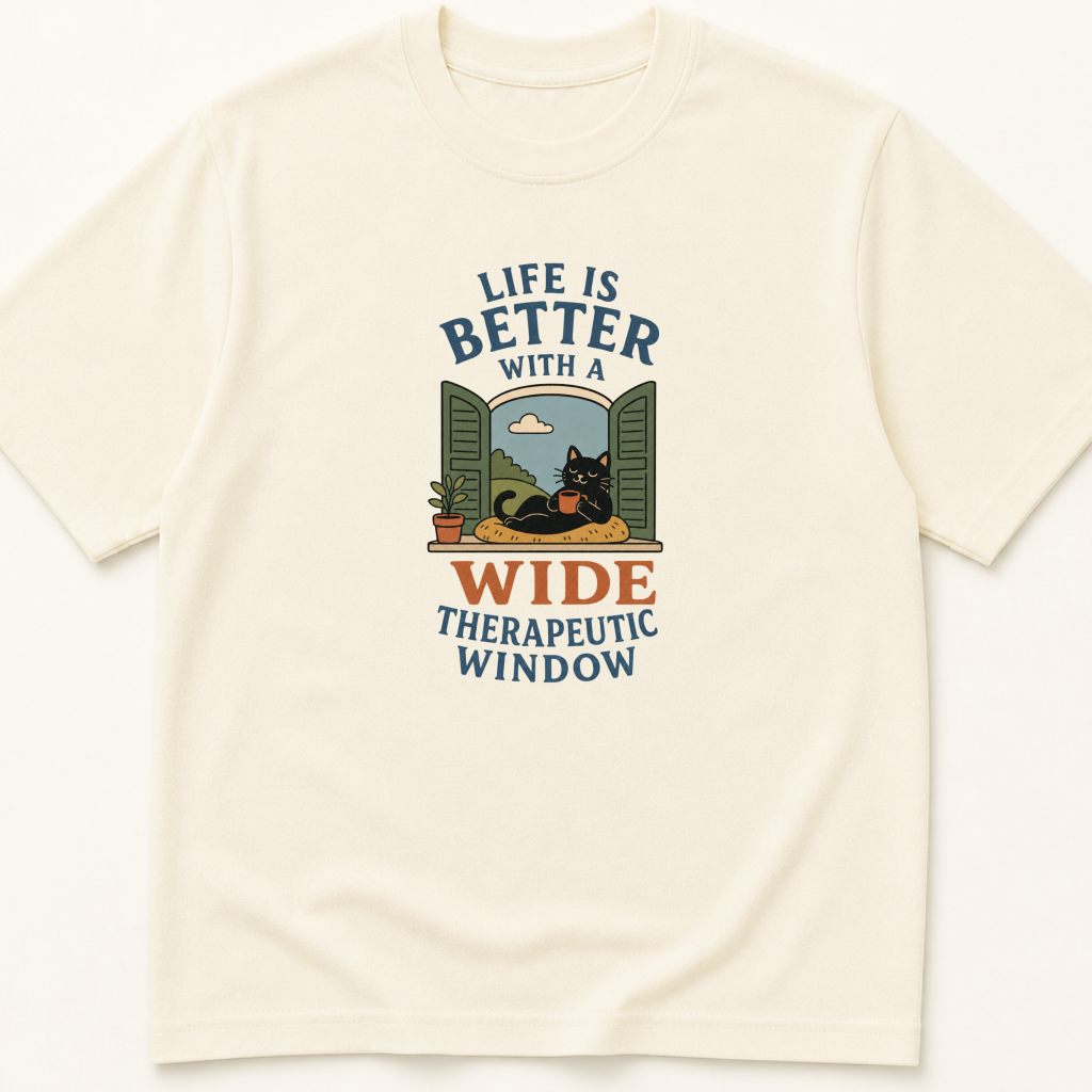 Alternate view of the illustrated Life is Better With a Wide Therapeutic Window garment-dyed t-shirt.