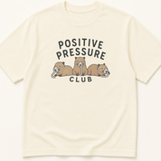 Garment-dyed unisex t-shirt featuring an illustrated Positive Pressure Club Capybara with CPAPs design — Pulmonology humor tee for Respiratory Therapy professionals.