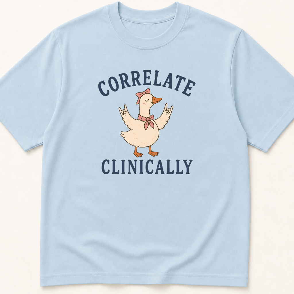 Alternate view of the 'Correlate Clinically' garment-dyed t-shirt.