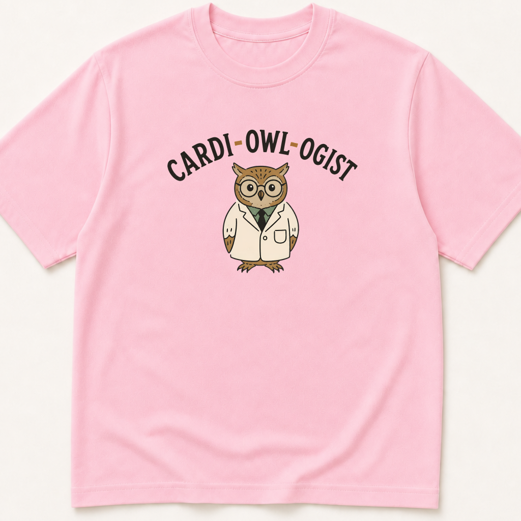 Alternate view of the illustrated Cardi-OWL-ogist garment-dyed t-shirt.