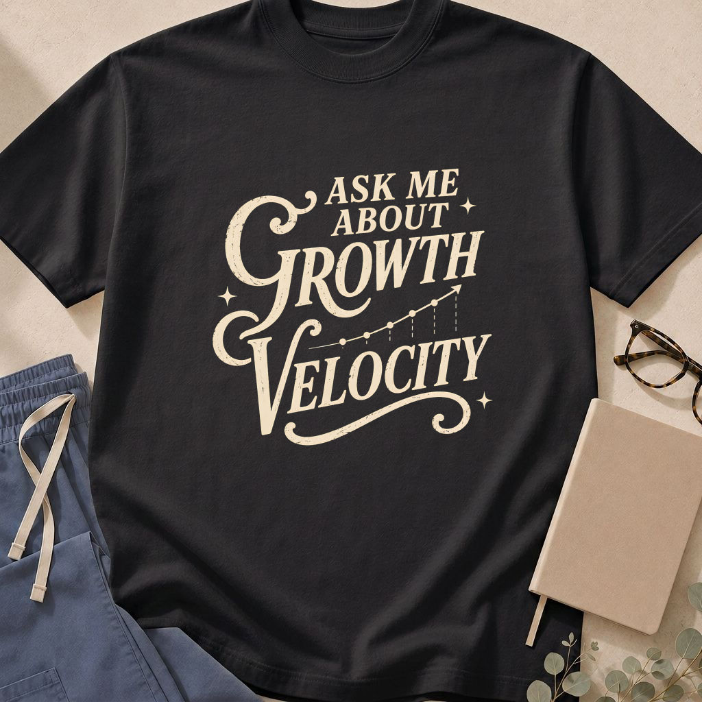 Alternate view of the "Ask Me About Growth Velocity" garment-dyed pediatric endocrinology t-shirt