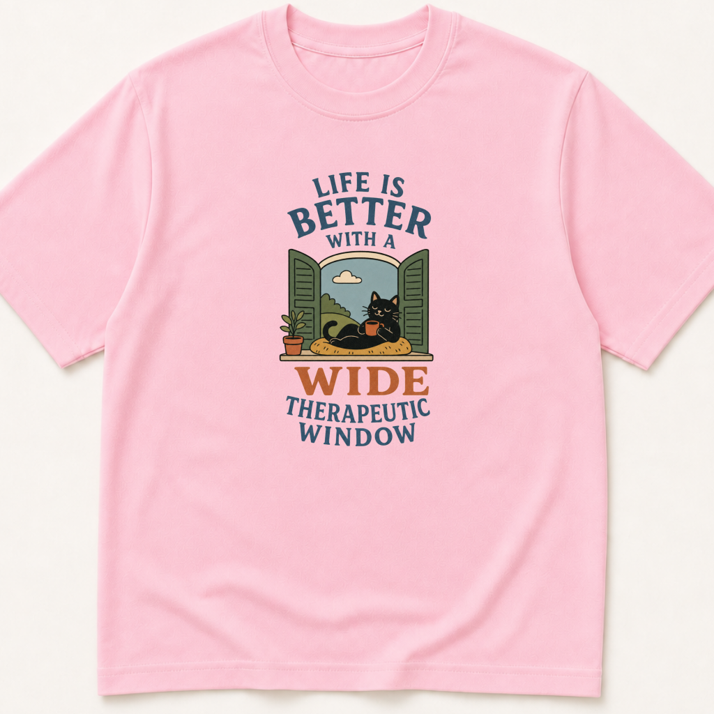 Alternate view of the illustrated Life is Better With a Wide Therapeutic Window garment-dyed t-shirt.