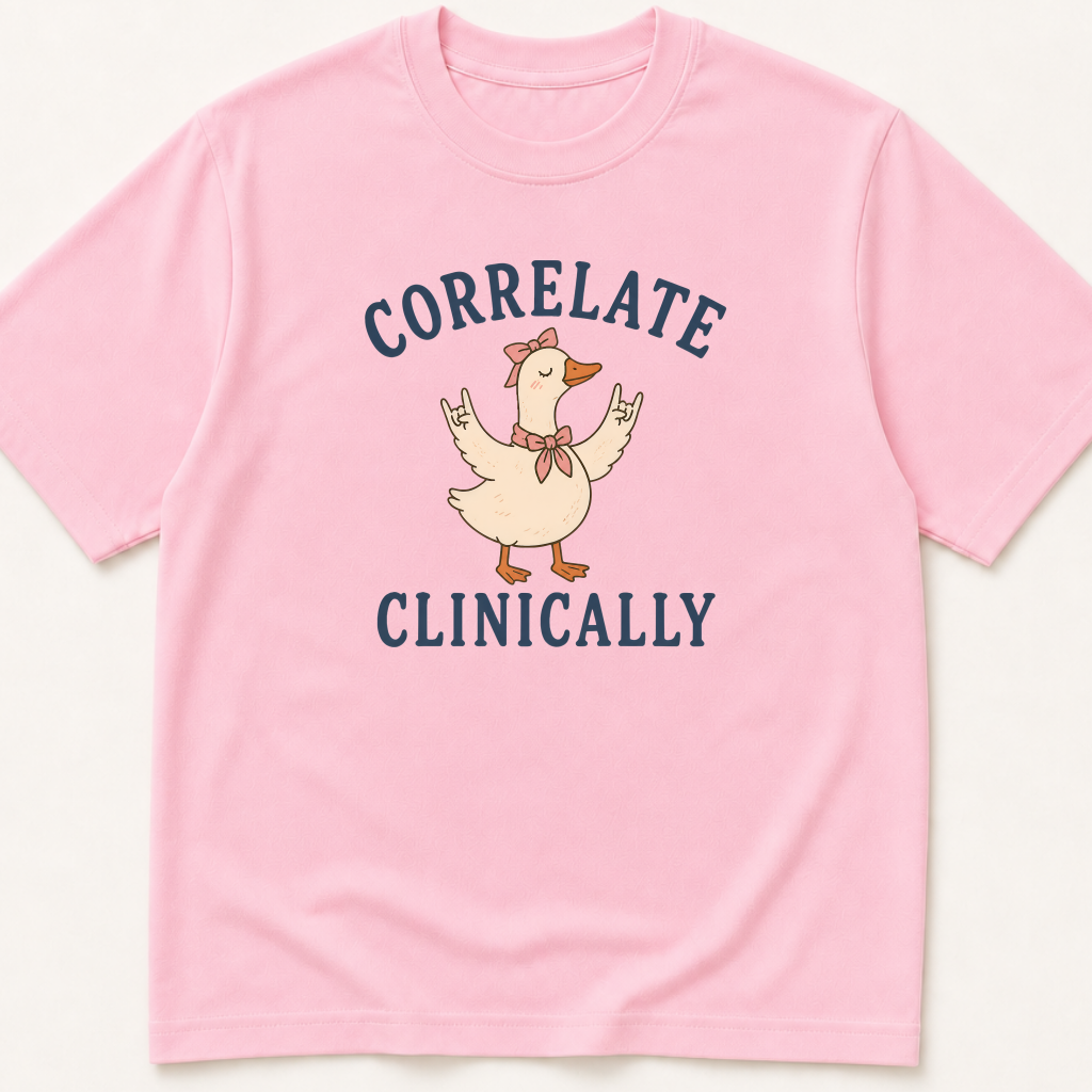 Alternate view of the 'Correlate Clinically' garment-dyed t-shirt.