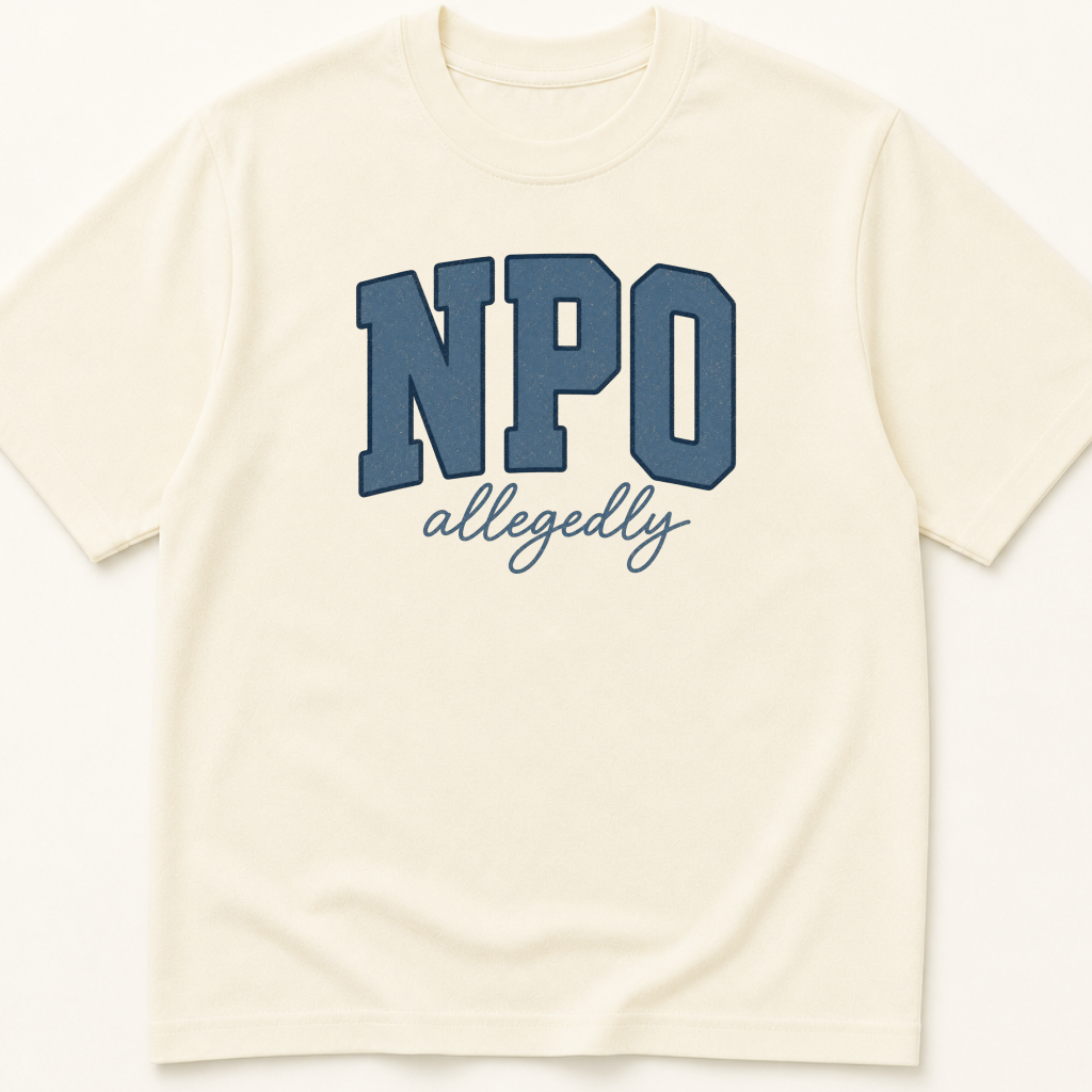 Alternate view of the 'NPO Allegedly' garment-dyed t-shirt.