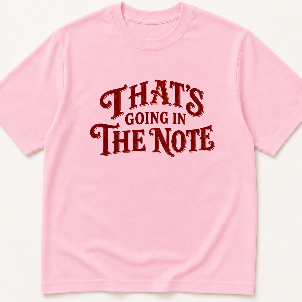 Alternate view of the 'That's Going in the Note' garment-dyed t-shirt.
