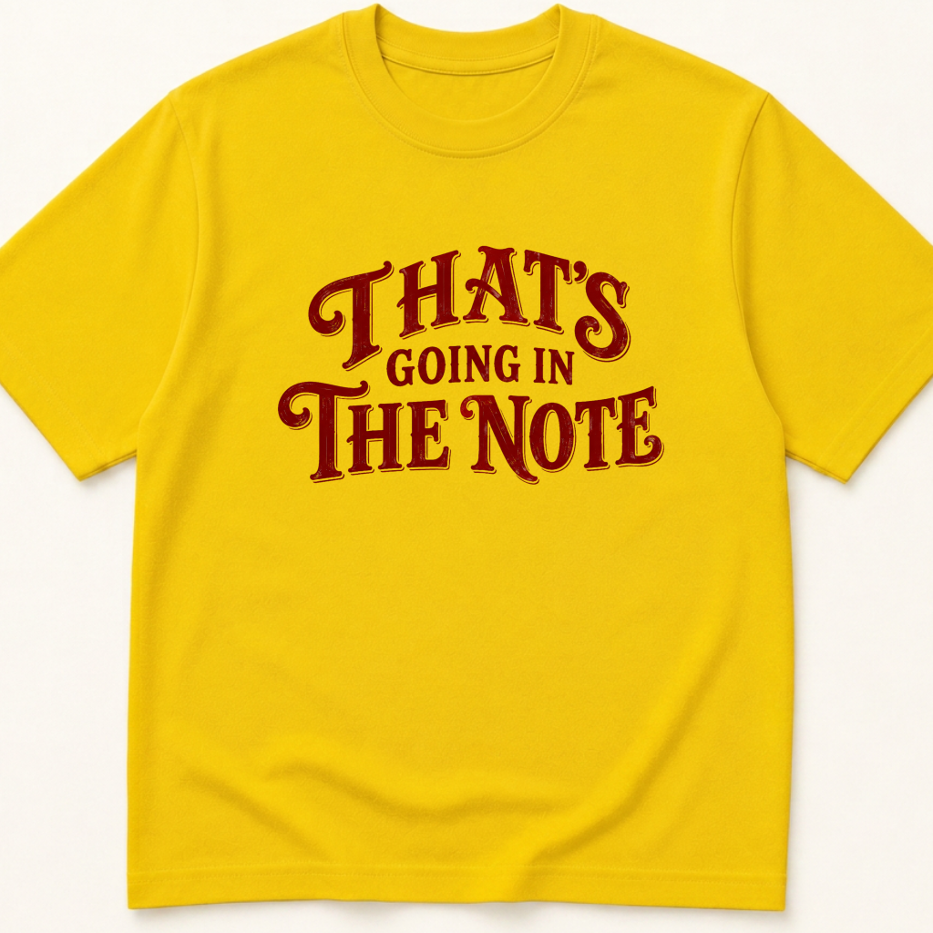 Alternate view of the 'That's Going in the Note' garment-dyed t-shirt.