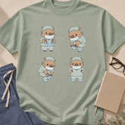 Alternate view of the Capybara Putting on Shoe Covers garment-dyed OR t-shirt.