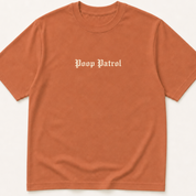 Garment-dyed unisex t-shirt printed with 'Poop Patrol' — Family Medicine humor tee for Gastroenterology, Nursing, and Pediatrics professionals.