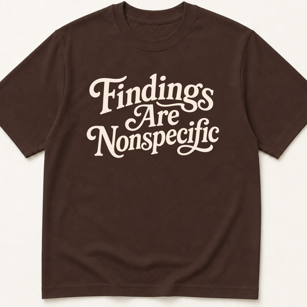 Alternate view of the 'Findings Are Nonspecific' garment-dyed t-shirt.