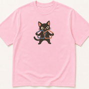 Alternate view of the illustrated pentagon-drawing cat garment-dyed cognitive assessment t-shirt.