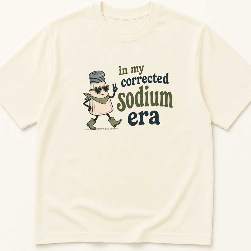 Alternate view of the 'In My Corrected Sodium Era' garment-dyed t-shirt.