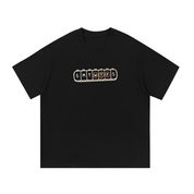 Mockup of a black cotton T-shirt with a weekly pill organizer design lettered 'S M T W T F S', W T F circled