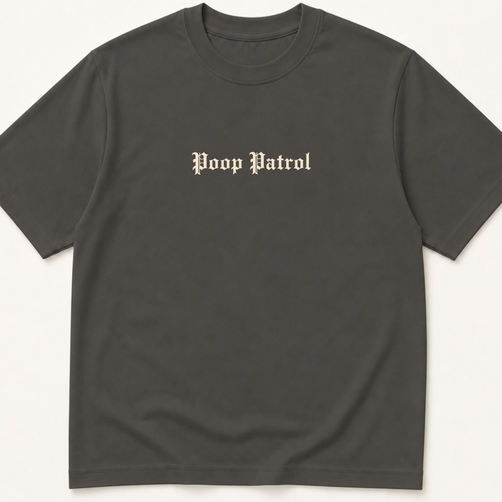 Alternate view of the 'Poop Patrol' garment-dyed t-shirt.