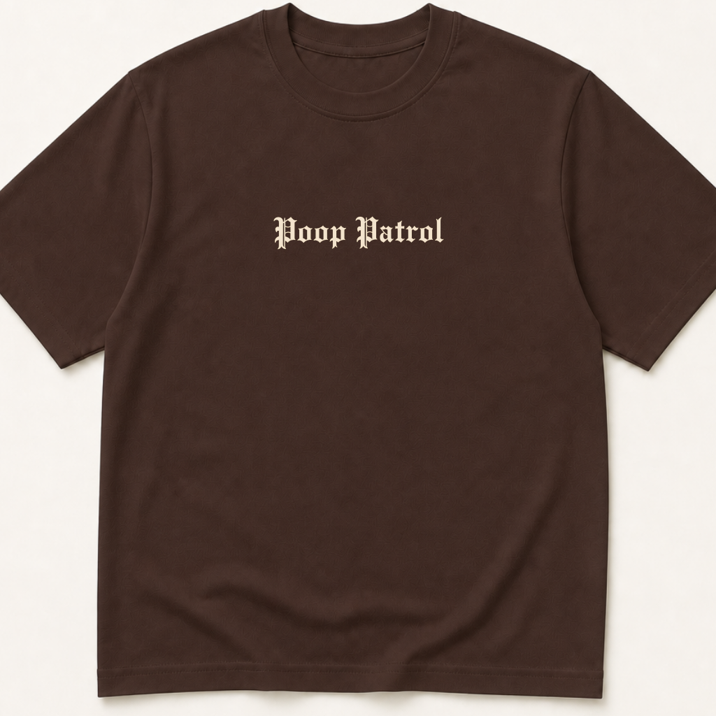 Alternate view of the 'Poop Patrol' garment-dyed t-shirt.