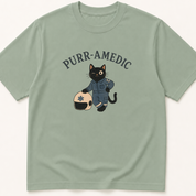 Alternate view of the illustrated Purr-amedic Cat EMT garment-dyed t-shirt.
