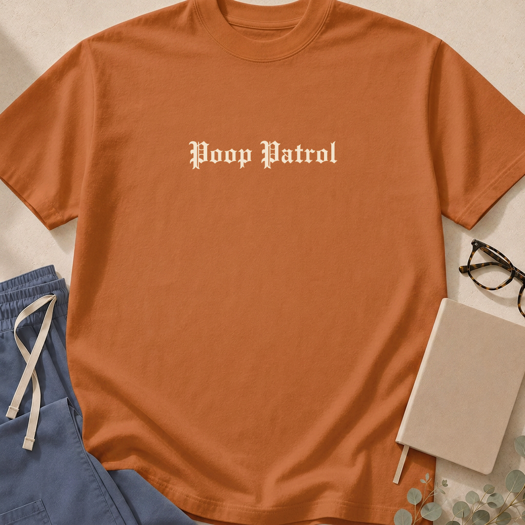 Alternate Pepper colorway of the "Poop Patrol" garment-dyed gastroenterology t-shirt