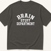 Alternate view of the 'Brain Stuff Department' garment-dyed t-shirt.