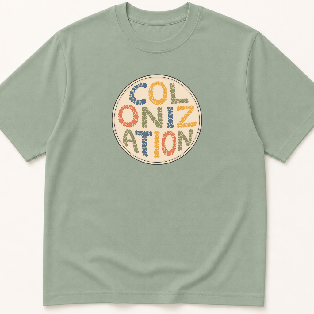 Alternate view of the illustrated Colonization Petri Dish garment-dyed t-shirt.