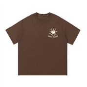 Mockup of navy blue cotton T-shirt with a spiky dendritic cell and the words "Not a hugger."