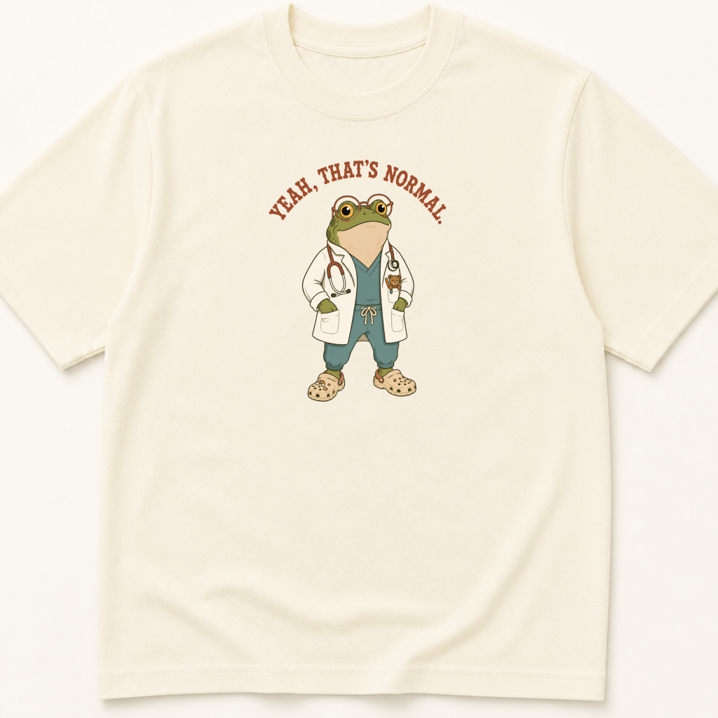 Garment-dyed unisex t-shirt printed with 'Yeah, That's Normal Peds' — Pediatrics humor tee for Emergency Medicine and Family Medicine professionals.