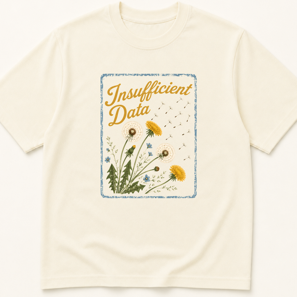 Garment-dyed unisex t-shirt printed with 'Insufficient Data' — Epidemiology humor tee for Evidence-Based Medicine, Family Medicine, and Internal Medicine professionals.