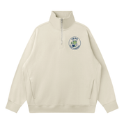 Light gray quarter-zip sweatshirt with 'Yeah, That's Normal' frog design