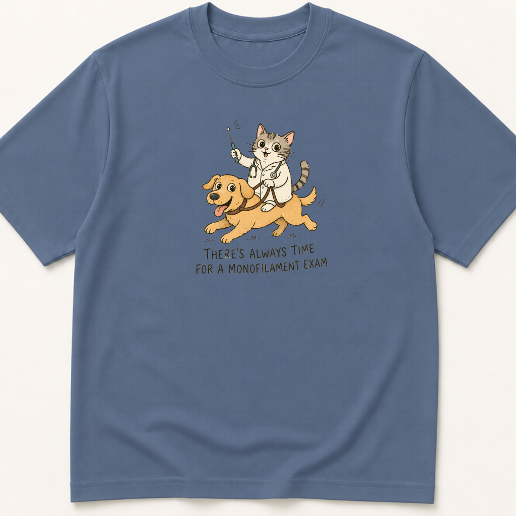 Alternate view of the 'Always Time for a Monofilament Exam' garment-dyed t-shirt.