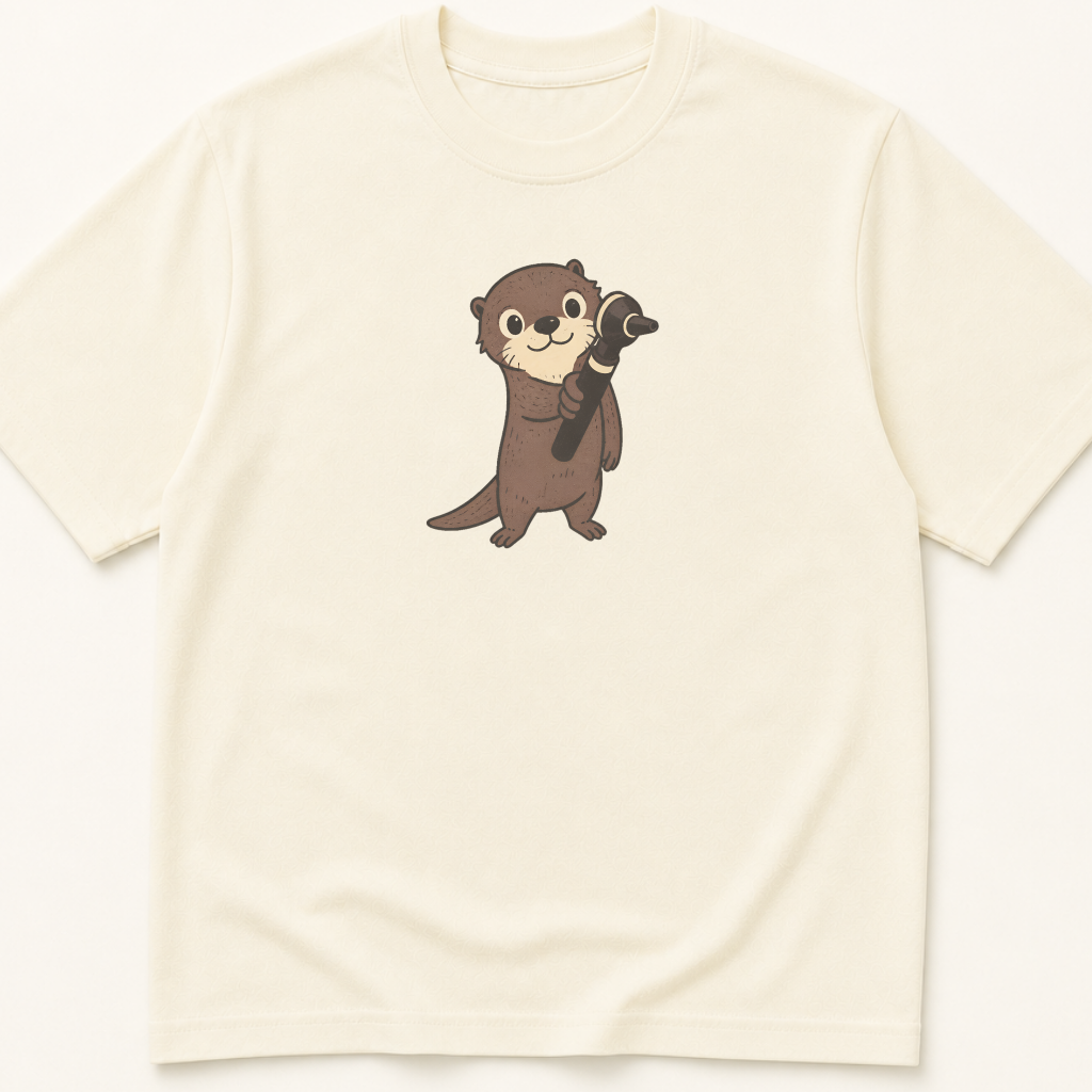 Garment-dyed unisex t-shirt featuring an illustrated Otter with Otoscope design — Family Medicine humor tee for Otolaryngology and Pediatrics professionals.