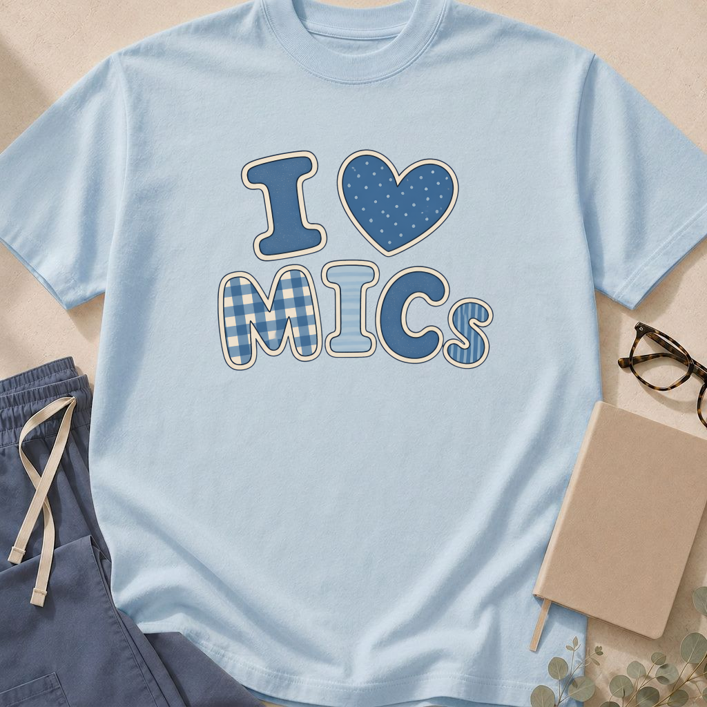 Alternate view of the 'I Heart MICs' garment-dyed t-shirt.