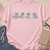 Detail view of the Scrubbing In Raccoon garment-dyed operating room t-shirt.