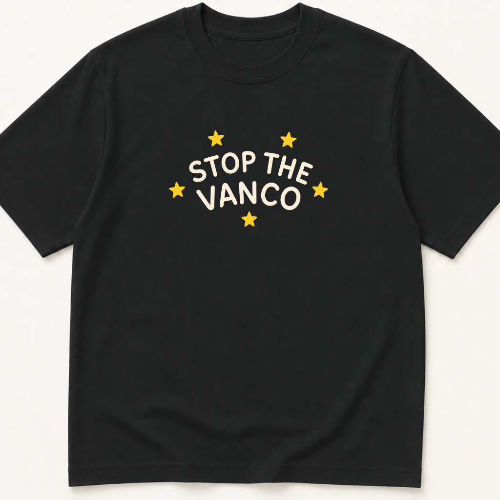 Alternate view of the 'Stop the Vanco' garment-dyed t-shirt.