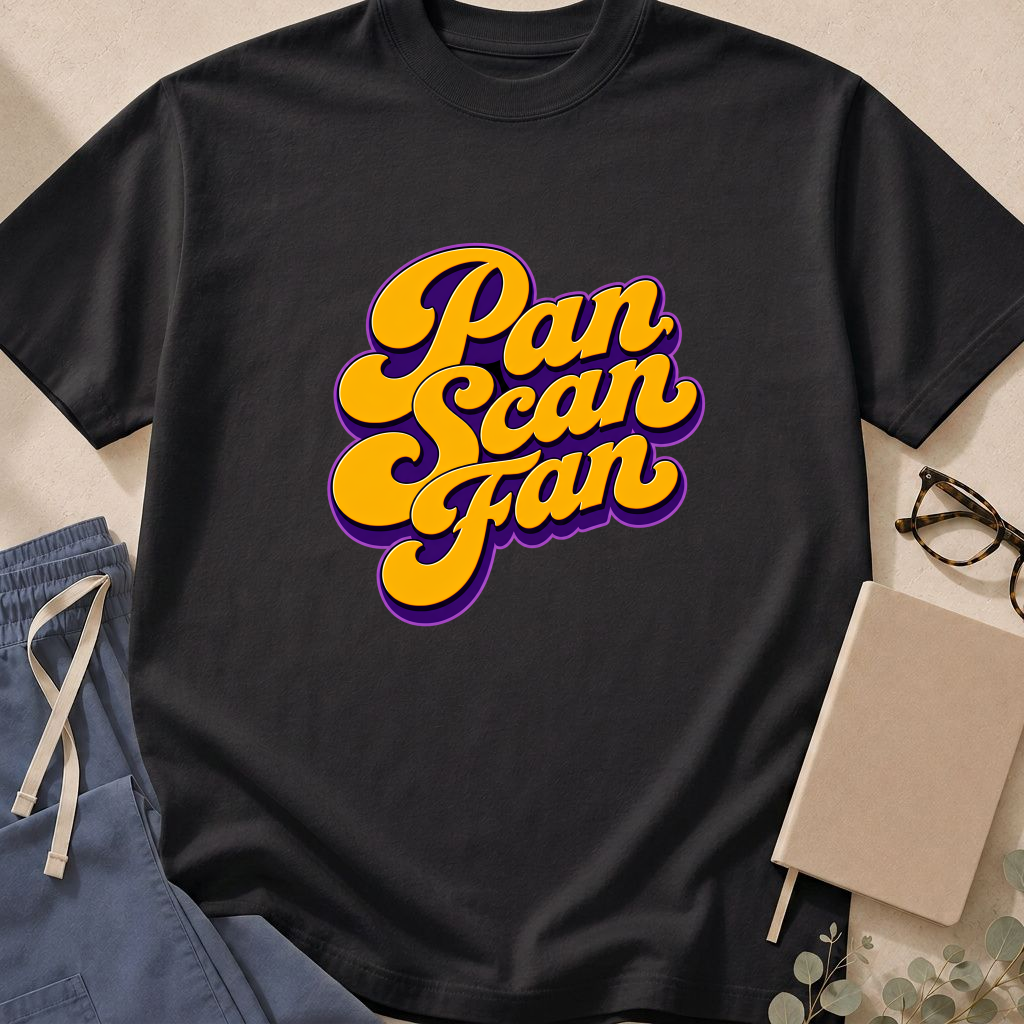 Garment-dyed unisex t-shirt printed with "Pan Scan Fan" — trauma and radiology humor tee