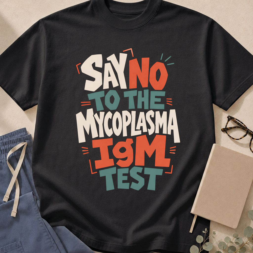 Alternate view of the "Say No to the Mycoplasma IgM Test" garment-dyed infectious disease t-shirt