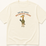 Garment-dyed unisex t-shirt printed with 'Ask Me About Midparental Height' — Endocrinology humor tee for Pediatric Endocrinology and Pediatrics professionals.