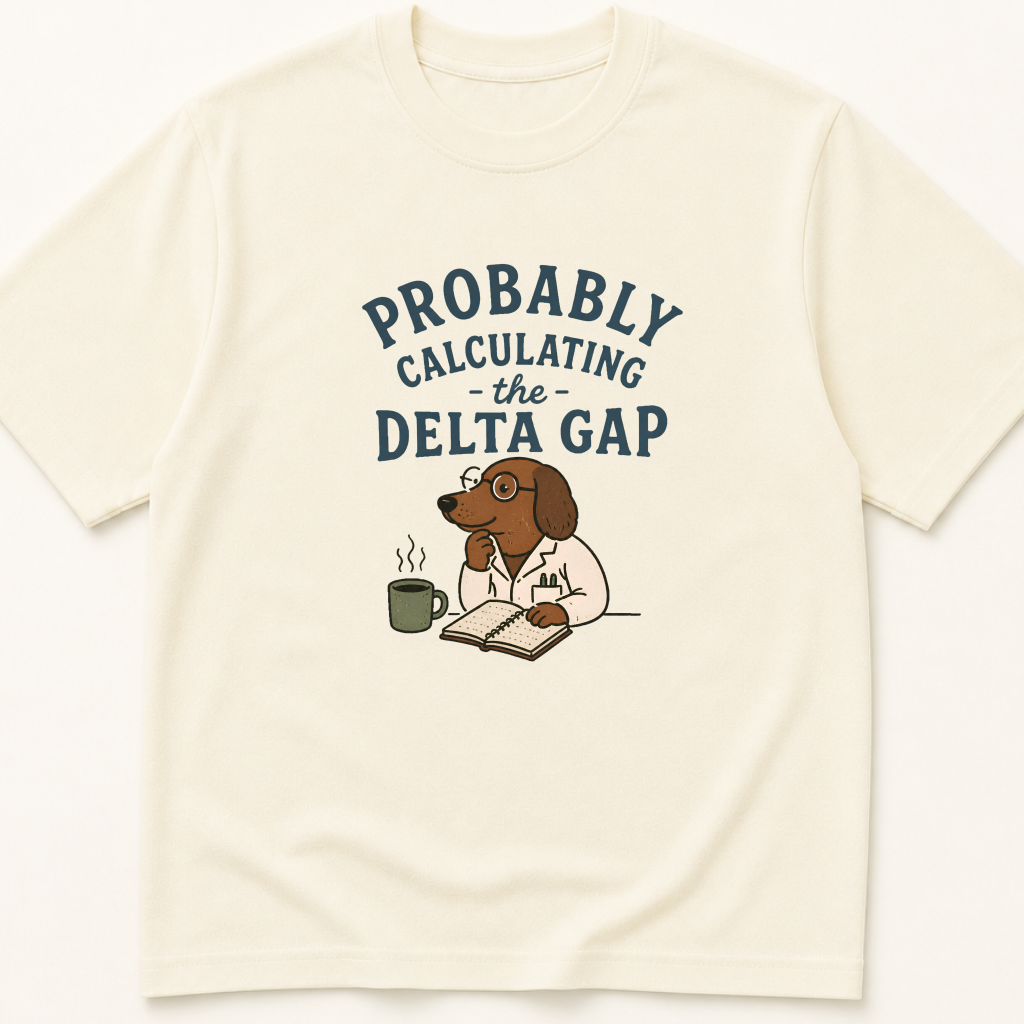 Garment-dyed unisex t-shirt printed with 'Calculating the Delta Gap' — Critical Care humor tee for Emergency Medicine, Internal Medicine, and Nephrology professionals.