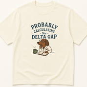 Garment-dyed unisex t-shirt printed with 'Calculating the Delta Gap' — Critical Care humor tee for Emergency Medicine, Internal Medicine, and Nephrology professionals.