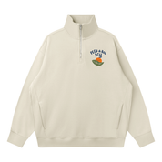 Light gray quarter-zip sweatshirt with 'Peek-a-Boo ICU' design