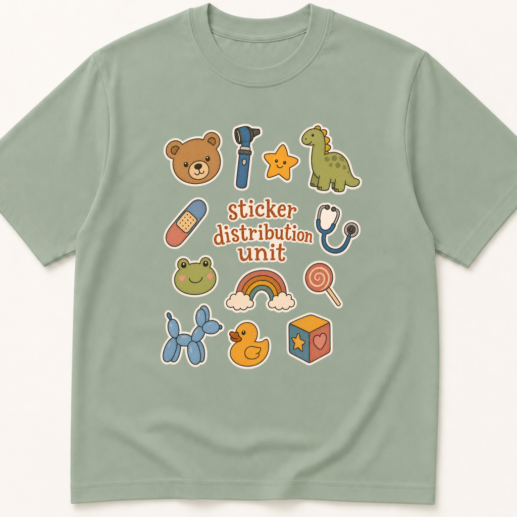 Alternate view of the 'Sticker Distribution Unit' garment-dyed t-shirt.