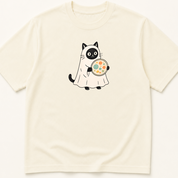 Garment-dyed unisex t-shirt featuring an illustrated Cat in Ghost Costume Holding a Petri Dish design — Infectious Disease humor tee for Laboratory Medicine and Microbiology professionals.