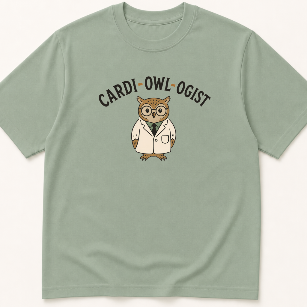 Alternate view of the illustrated Cardi-OWL-ogist garment-dyed t-shirt.
