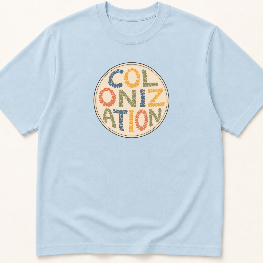 Alternate view of the illustrated Colonization Petri Dish garment-dyed t-shirt.
