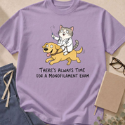 Additional colorway of the "Always Time for a Monofilament Exam" garment-dyed diabetes care t-shirt