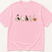 Alternate view of the illustrated Geese in Halloween Costumes Holding Medical Items garment-dyed t-shirt.